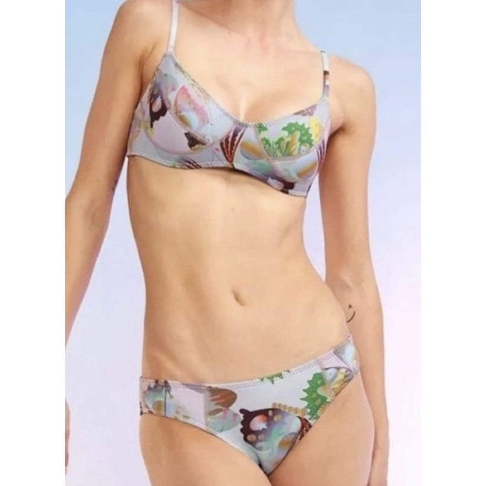 Cynthia Rowley $210 NWT Neoprene Bikini Blue Multi Butterfly Medium